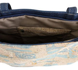 Bruna Cork Tote Bag Natural Grains Blues inside