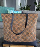 Bruna Cork Tote Bag Blue Tile models