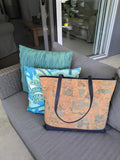 Bruna Cork Tote Bag Natural Grains Blues model