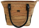 Kiana Cork Tote Bag Natural Strip Design view front