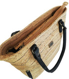 Kiana Cork Tote Bag Natural Strip Design top