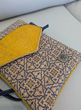 Arana Travel Cork Bag Yellow & Blue Tile flat