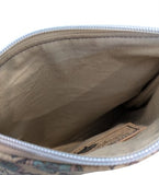 Arana Blue Daisy Cork Bag front inside