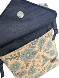 Arana Blue Daisy Cork Bag open pocket