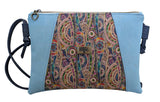 Patterned Cork Sling Bag with blue border
