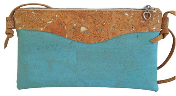 Medium Crossbody Bag Azure Blue and Silver