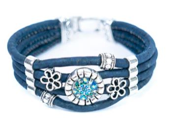 Cork Bracelet Bead 4 strand Dark Blue