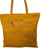 Bruna Cork Tote Bag Yellow and Blue Tile back