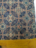 Bruna Cork Tote Bag Yellow and Blue Tile closes