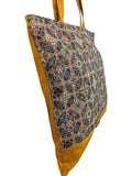 Bruna Cork Tote Bag Yellow and Blue Tile sides