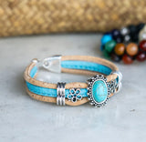 Cork Bracelet Turquoise Stone display