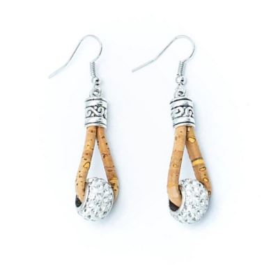 Cork Earrings Rhinestone