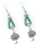 Cork Tree Earrings Green