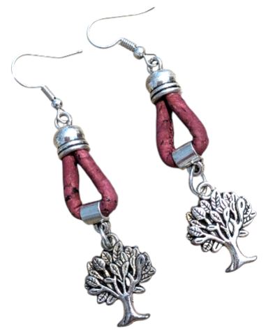Cork Tree Earrings Wine