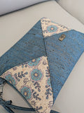 Desdemona Cork Clutch Bag Blue Daisy flat