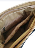 Kiana Cork Tote Bag Natural Strip Design inside