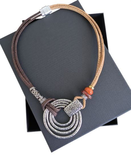 Nicole Cork Necklace Brown Natural Model