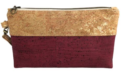 Olivia Cork Clutch Gold  Wine Fronts