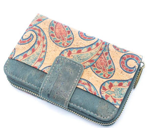 Petronella medium Cork Purse Paisley front