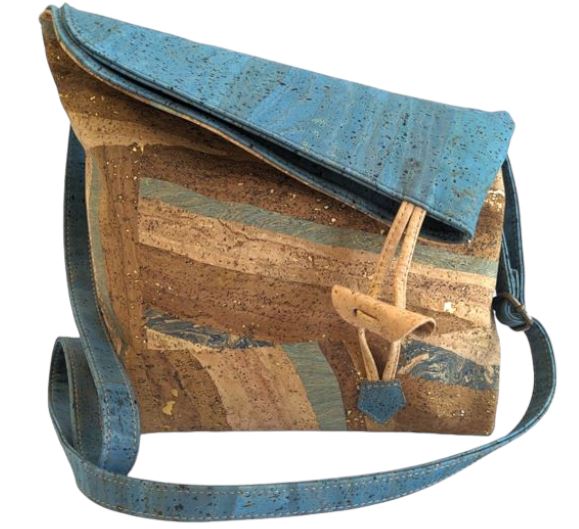 Ria Cork Handbag Blue Brown front