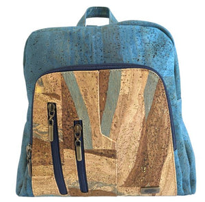 Serena Cork Backpack Blue and Coffee front