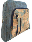 Serena Cork Backpack Blue and Gold sideways