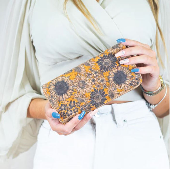 Zeta Cork Purse zip up Daisy Yellow