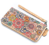 Zeta Cork Purse zip up Flower Power front