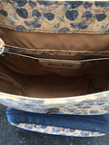 Vegan Leather Backpack in Cork Leather blue leaf print